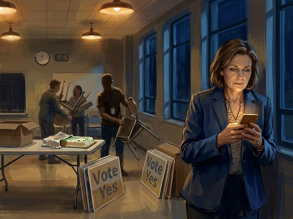 Superintendent on phone after election